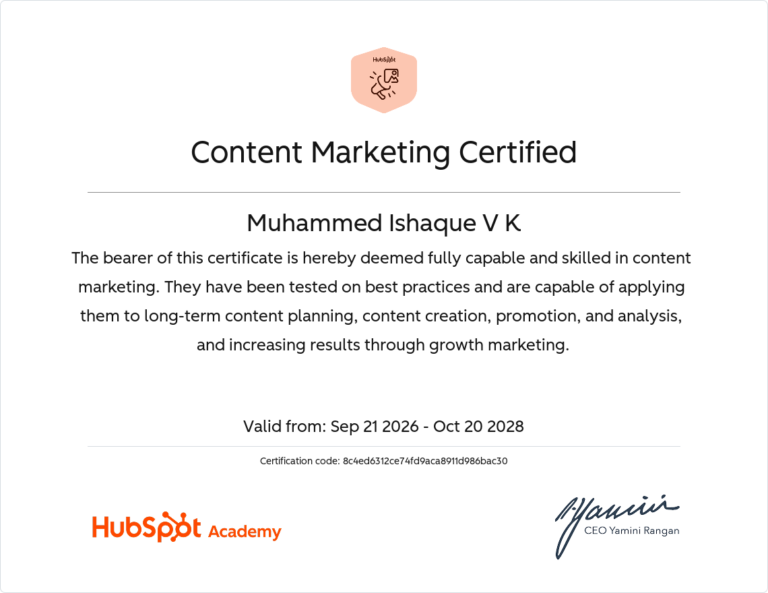 hubspot certificate